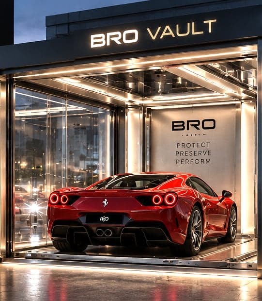 A vehicle secured inside a BRO Vault.