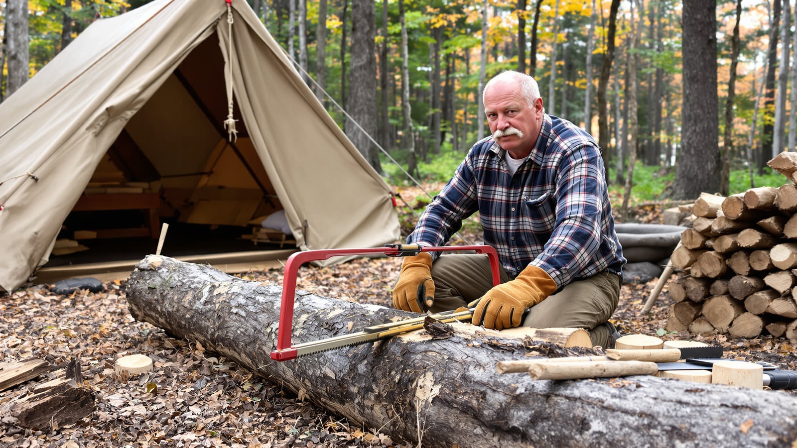 Bow saw, folding saw: cutting firewood and poles without bleeding