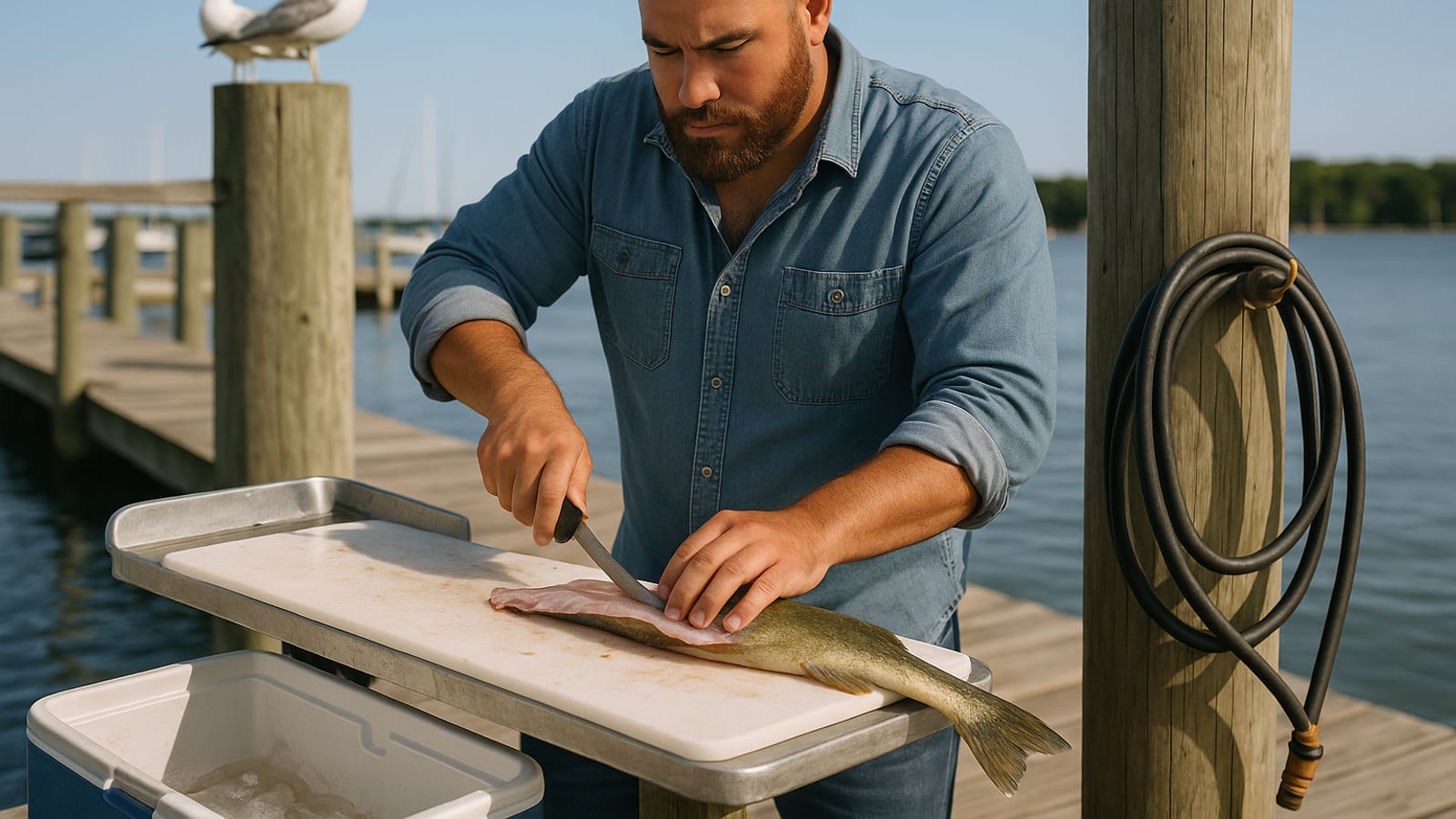 Filleting Fish at the Dock Without Making a Mess of It