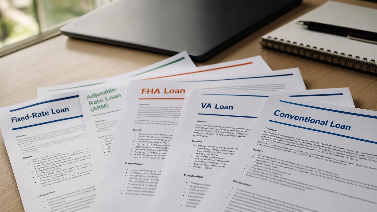Fixed, Adjustable, FHA, VA and Conventional Loans Side by Side