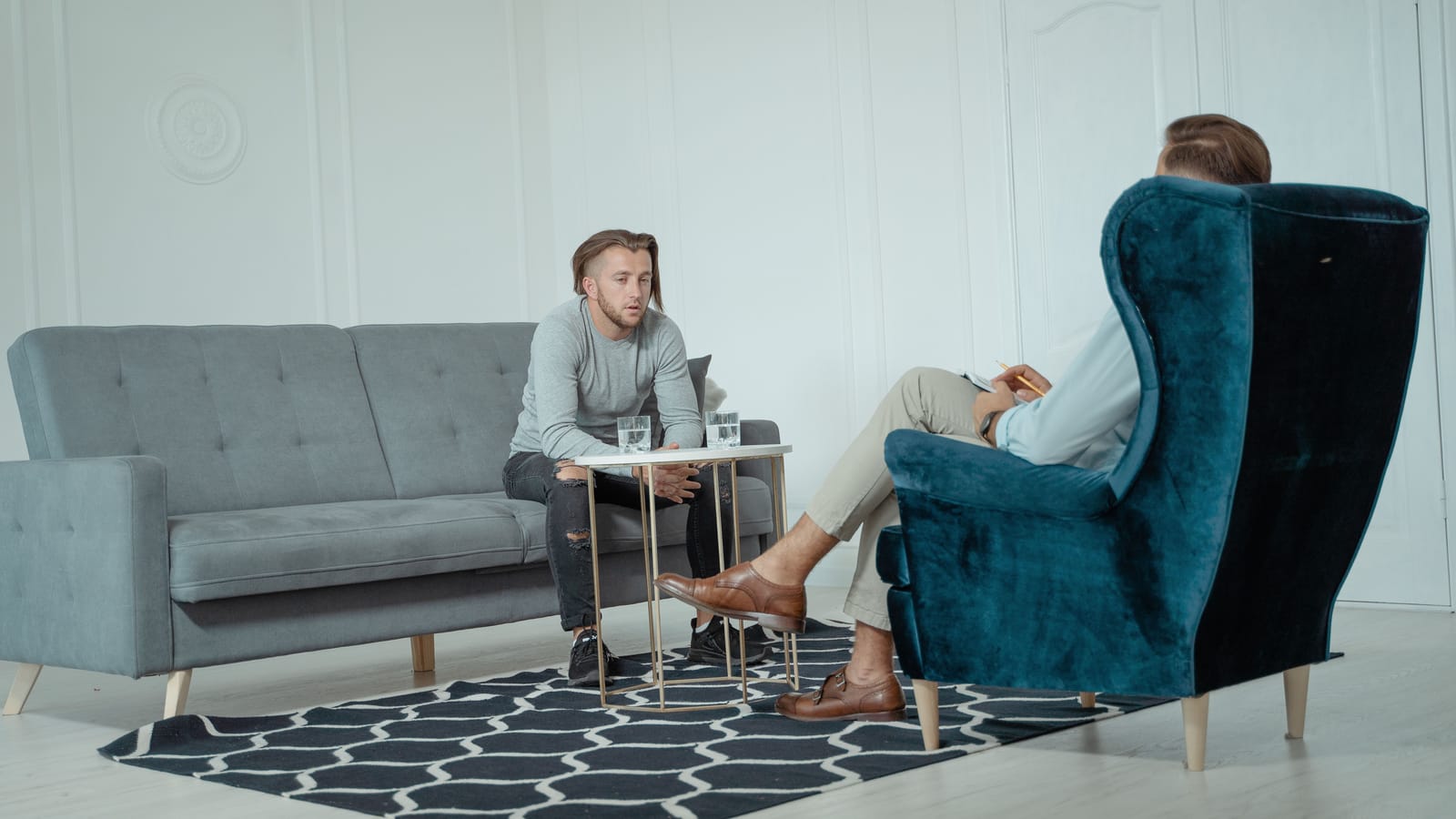The first therapy session is mostly logistics and one real question