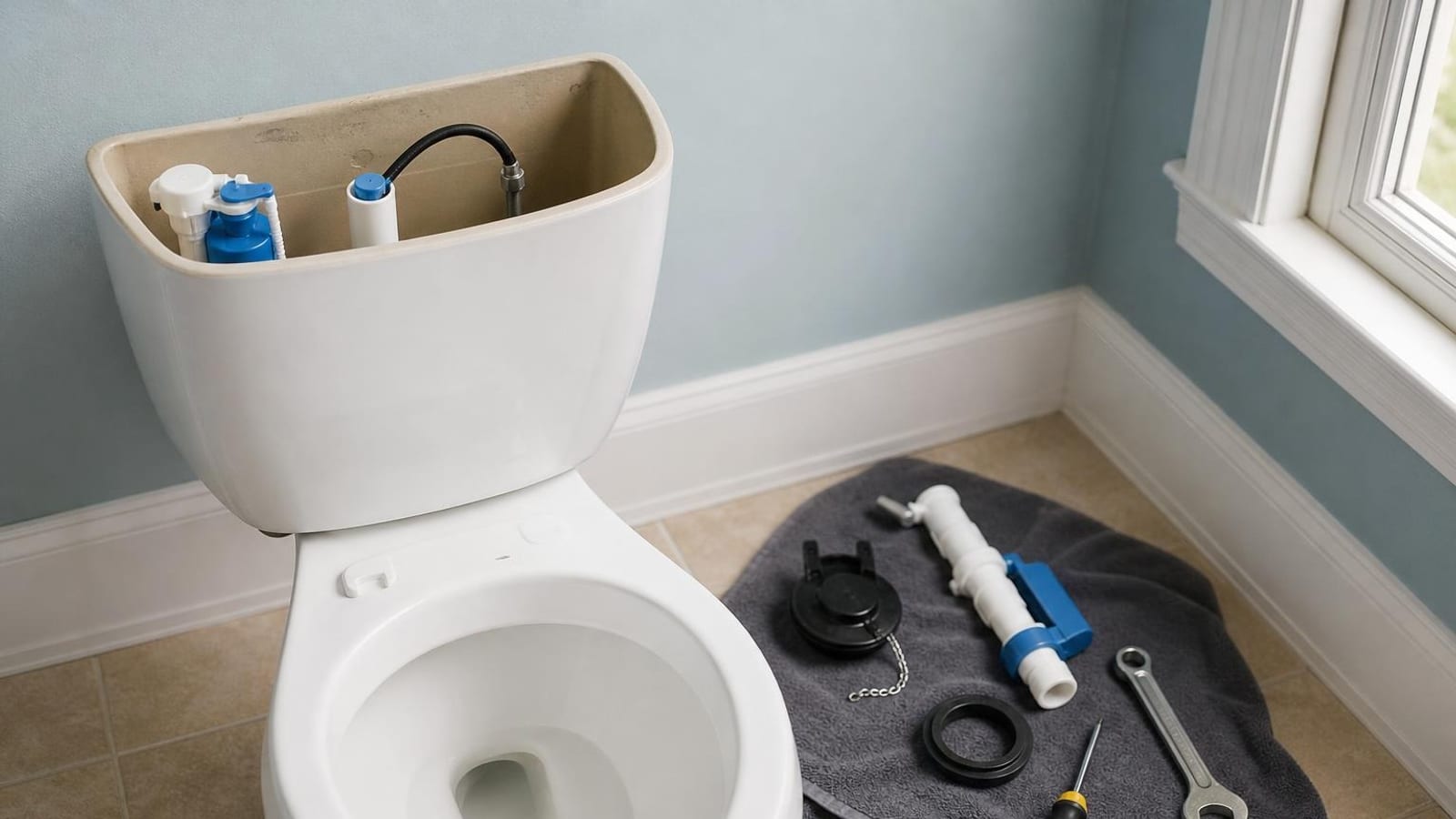 The running toilet is a fifteen-minute fix, not a plumber call