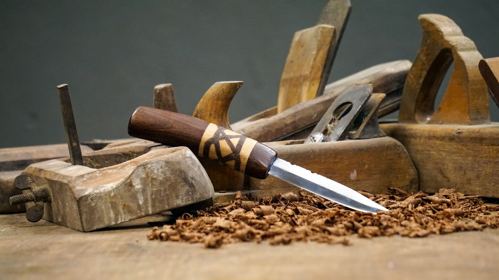 Whittling by the fire with one knife and a block of basswood